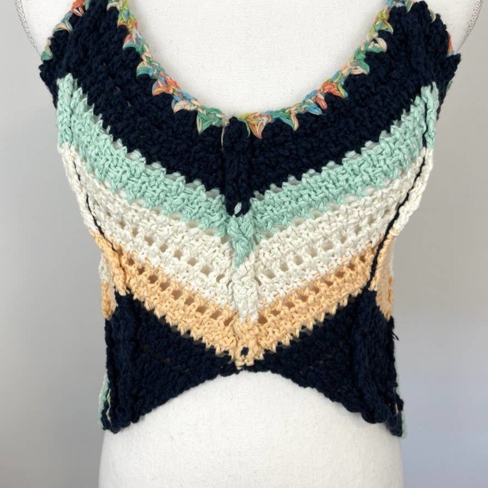 Free People Crochet Chevron Swim Up Tank Top In Summer Breeze XS - Picture 6 of 14